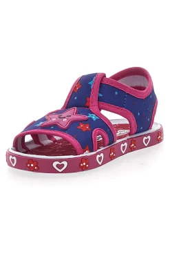 PITT KIDS Sandali primi passi blu e fuxia in tessuto PK2871B