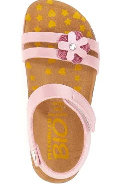 PITTARELLO BIO Sandali rosa con fiore glitter e plantare preformato 257A005SR