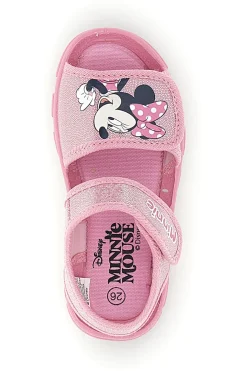 MINNIE Sandali rosa con stampa e chiusura a strappo D3010815T