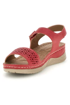 MIO TEMPO Sandali rossi con zeppa e strappo Q29919 Clearance