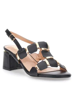 THE FIRST Sandali Sling-Back Neri Con Tacco 22162 NERO