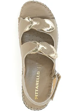PITTARELLO Sandali Taupe Sling-back Con Velcro 42063 New