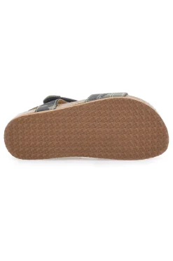 PITT KIDS Sandali verde con doppio strappo e plantare in sughero 14513