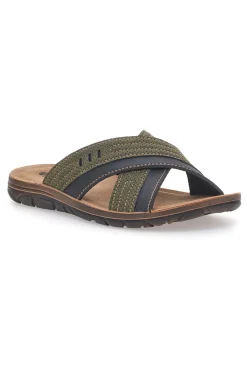 Uomo INBLU Sandali verdi con fasce incrociate e sottopiede comfort 03 VT