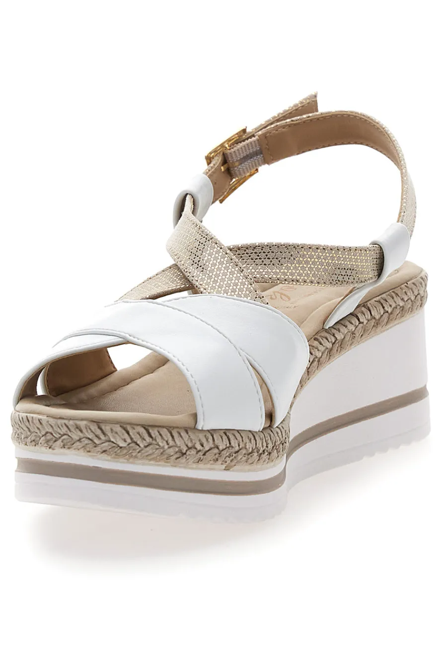 PITTARELLO LOOK Sandalo Bianco e Platino con Zeppa Media DC611109 New