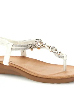 QUANNA MELL Sandalo infradito con gioiello Quanna Mel K86 BIANCO Discount