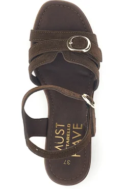 PITTARELLO Sandalo marrone in pelle con tacco Must Have 11886 Outlet