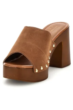 PITTARELLO Sandalo marrone in pelle con tacco e borchie Must Have 11933 Online