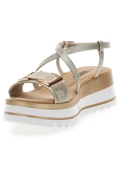 ENERGY Sandalo oro con cinturino e zeppa 494 Online