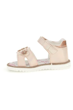 GRAZIE GIRL Sandalo Rosa Metallizzato con Applicazione Floreale e Strappo 012