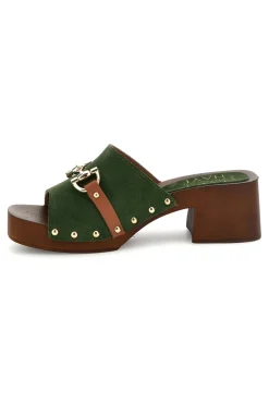 PITTARELLO Sandalo in pelle con tacco e borchie Must Have 119 VERDE Sale