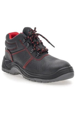 Uomo BLACK SHOOT Scarpe antinfortunistiche nero e rosso in pelle 623 S3 SRC