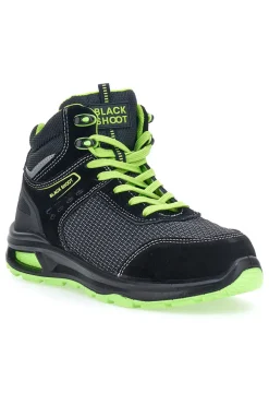 Uomo BLACK SHOOT Scarpe antinfortunistiche nere e verdi S1PL PK23037