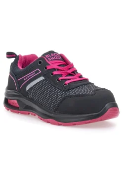 Donna BLACK SHOOT Scarpe antinfortunistiche nero e fucsia PK23043 S1PL