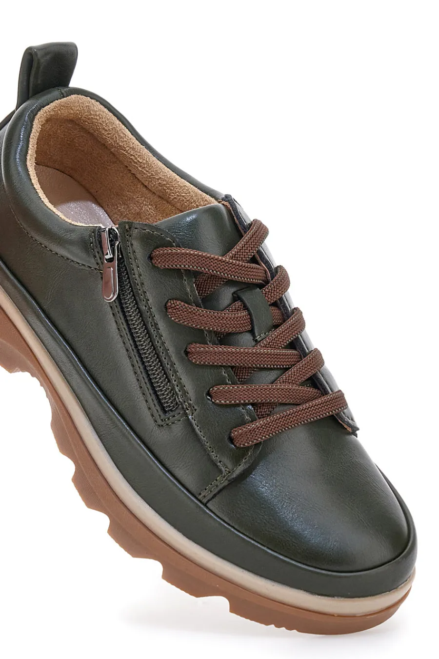 ALTEMBERG Scarpe basse verde scuro con zip laterale e suola carrarmato 9 ND Best