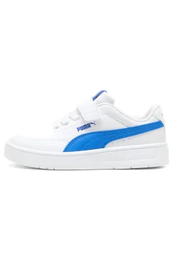 PUMA Scarpe bianche con dettagli azzurri Court Classic Clean AC+ PS