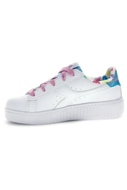 DIADORA Scarpe bianche con lacci e dettagli azzurri Game Step Moonstone PS