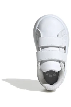 ADIDAS Scarpe bianche con strisce argento e suola Bubble memory Grand Court 2 CF I
