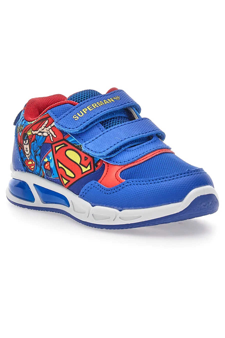 SUPERMAN Scarpe blu e rosse con luci e doppio strappo W100T