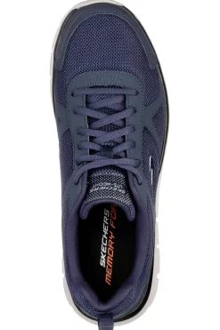 Uomo SKECHERS Scarpe blu in pelle e mesh con Memory Foam Track Scloric