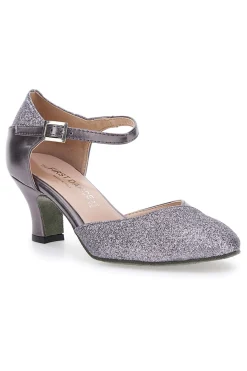 THE FIRST DANCE Scarpe da Ballo Grigio Scuro Con Tacco e Glitter 4552 CANNA DI FUCILE Hot