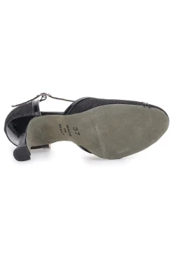 THE FIRST DANCE Scarpe da ballo nere con cinturino a T e tacco svasato 6325 Clearance