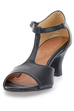 MON DIEU Scarpe da ballo nere open toe con cinturino a T e suola in pelle 117 SCHWARZ Discount