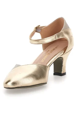 THE FIRST DANCE Scarpe da ballo oro con cinturino e tacco medio 6552 Clearance