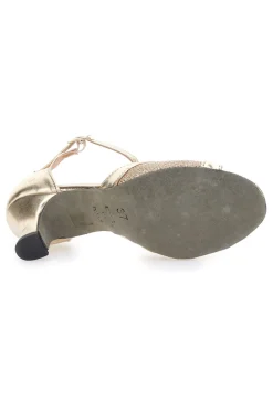 THE FIRST DANCE Scarpe da ballo oro con glitter e cinturino 6558 PLATINO