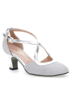 THE FIRST DANCE Scarpe da Ballo Platino Con Tacco Basso e Cinturino Incrociato 4555 ARGENTO Best