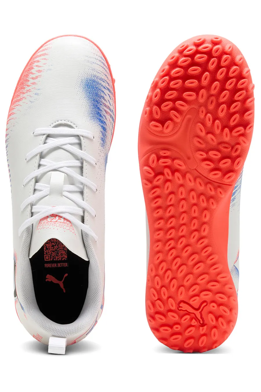 PUMA Scarpe da calcetto bianche con suola turf Future 8 Play TT Jr