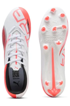 Uomo PUMA Scarpe da Calcio Bianche e Rosse con Tacchetti ULTRA 5 PLAY FG/AG