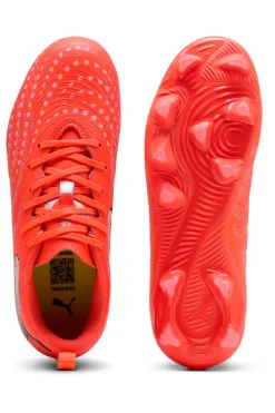 PUMA Scarpe da calcio corallo fluo con dettagli tecnici Future 9 Play Jr