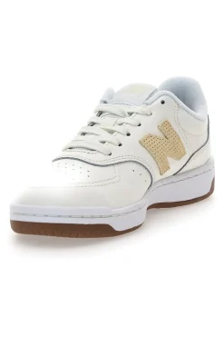 NEW BALANCE Scarpe da donna off white in pelle con logo a contrasto BBW80POR Sale