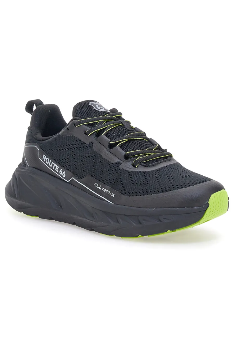 Uomo ROUTE 66 Scarpe da ginnastica nere con dettagli lime RO51038D