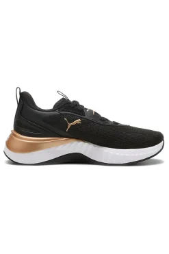 Donna PUMA Scarpe da ginnastica nere con dettagli oro e suola Softride Softride Sera Wns