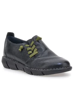Donna PITTARELLO TIERRA Scarpe nere in pelle con elastici verdi 17569