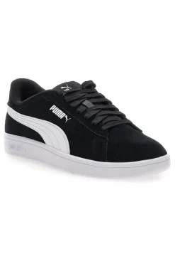 Uomo PUMA Scarpe nere in pelle con logo laterale Smash 3