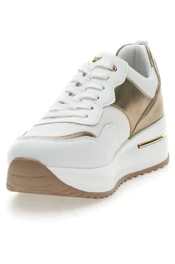 INBLU Scarpe Stringate Bianche e Oro con Platform 422 IN WEIß Online