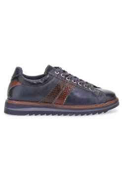 Uomo PITTARELLO ECO Scarpe stringate blu con inserti effetto pitone e suola carrarmato 25276006