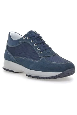 Uomo JERPOINT Scarpe Stringate Blu In Vera Pelle Made In Italy 620