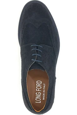 Uomo LONGFORD Scarpe Stringate Blu Vera Pelle 595