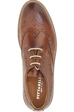 Uomo PITTARELLO Scarpe Stringate Marroni Con Ricamo All'Inglese 8023