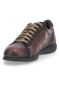 Uomo PITTARELLO Scarpe Stringate Marroni in Vera Pelle con Inserti in Pelle Scamosciata TIERRA 22095681