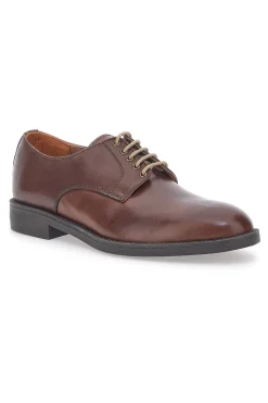 Uomo LONGFORD Scarpe Stringate Marroni Vera Pelle 712