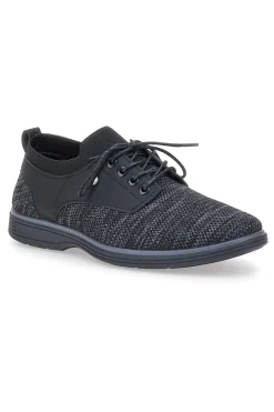 Uomo JOHES LAND Scarpe Stringate Nere Con Tomaia Mesh 1215