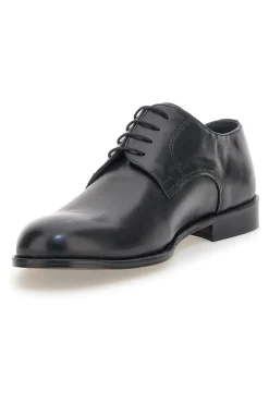 Uomo PITTARELLO Scarpe stringate nere in pelle con suola in cuoio made in Italy 7720