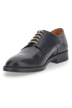 Uomo LONGFORD Scarpe Stringate Nere In Vera Pelle 712