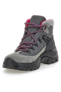 TRACK DOWN Scarponcini da trekking grigi con dettagli fucsia e suola carrarmato 13342S Sale