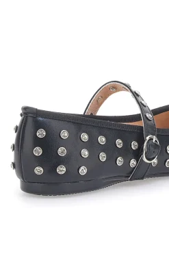LE HAVRE PARIS e Ballerinas mit Nieten und Riemen PL25801 SCHWARZ